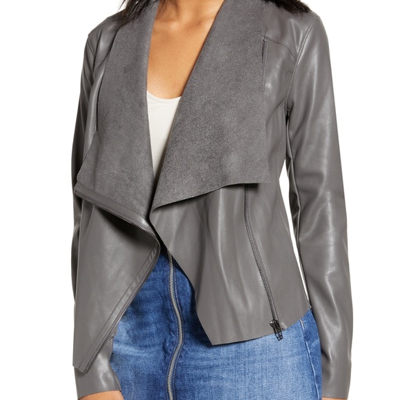 Blank NYC Jackets & Blazers - BlankNYC faux leather gray drape jacket NEW